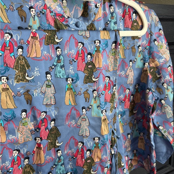 Vintage 90s WinterSilks Silk Pajama SetAsian Print Two Piece